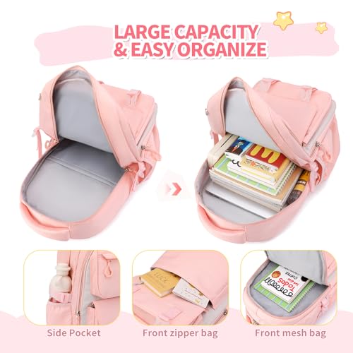 Girls Backpack,Kids Backpack for Teen Girls School Bookbag for Elementary Primary High School (Black Pink)4