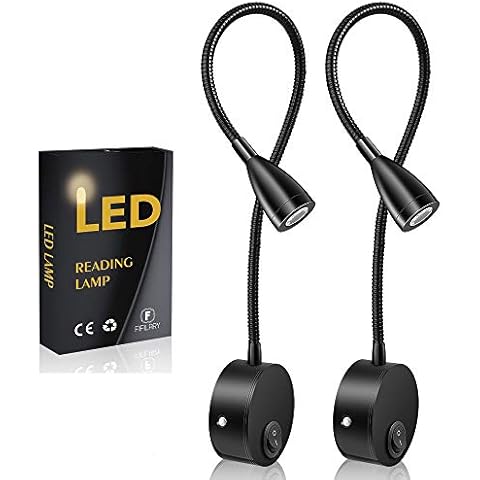 Leselampe,2PCS LED-Bettleuchten für die Wandmontage;Nachttischlampen mit Aluminium;Nachtbeleuchtung als Wandlampe,warm-weiß,200LM/3000K/3W110-240V AC,Strahlwinkel:30 °,Schwanenhals Länge:38cm Cover