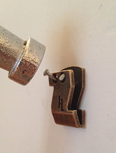 Image of 40030 Flat Mount Sawtooth Picture Hooks, Narrow, 20lb, Antique Brass