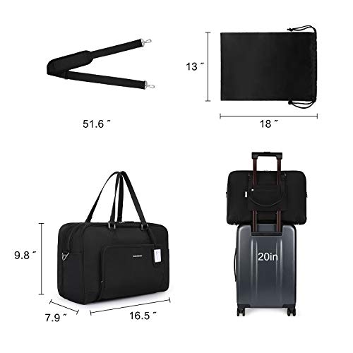 BAGSMART Weekender Bag Travel Duffle Bag Under Seat Carry On Bag for Travel, Gym, Sport, Black