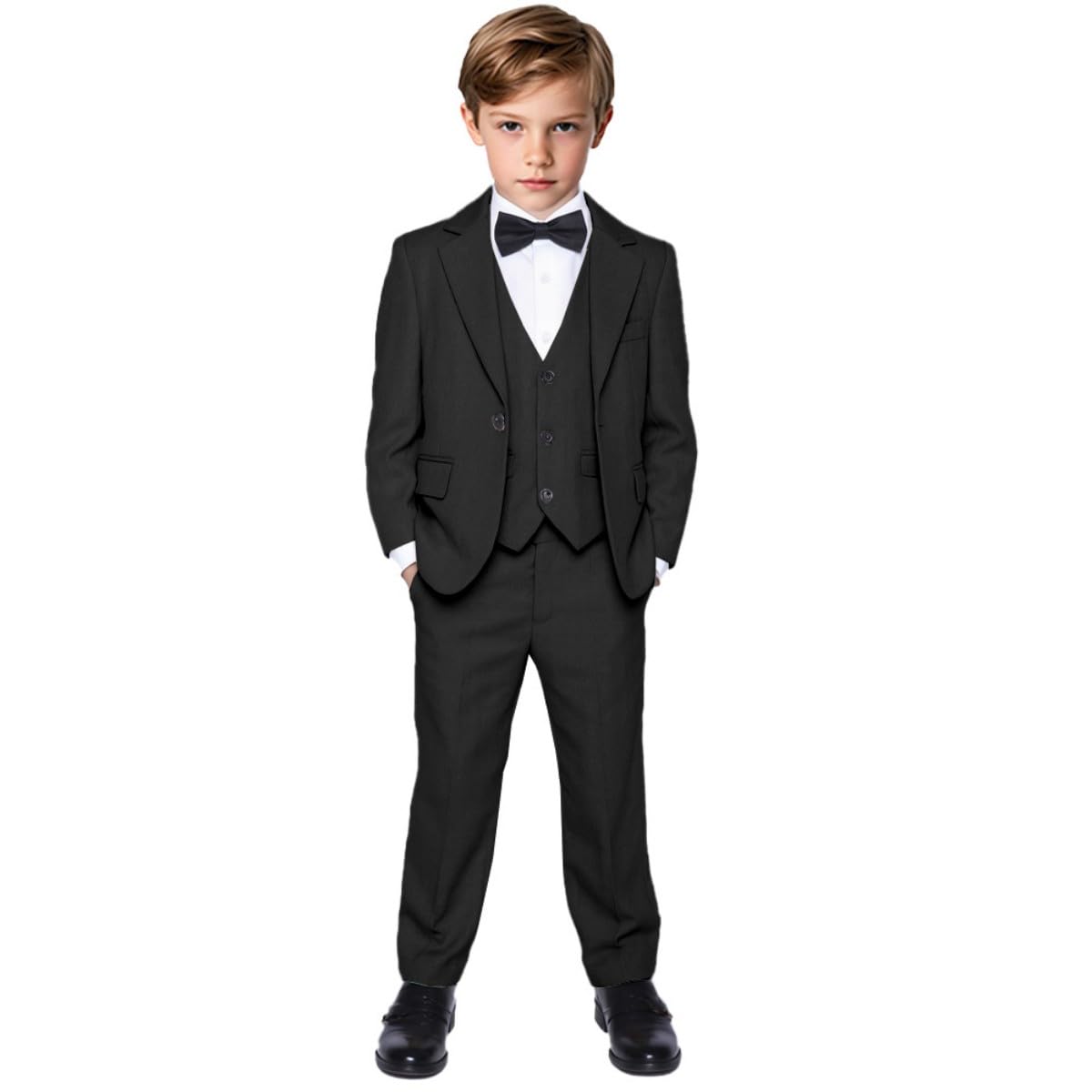 Jungen 3-teiliges Leinen-Smokinganzug für Jungen, Jacke, Weste, Hose für Kleinkinder, Teenager, Jungen, Kommunion, Hochzeitsanzug