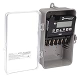 Intermatic ET1125CPD82 24-Hour 30-Amp 2 Circuit SPST or DPST Electronic Time Switch, Clock Voltage 120-277 VAC, NEMA 3R Plastic Cover, 2-Circuit/30-Amp Rating, Clear