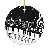 Klaviertasten mit Musiknoten, gemusterte Keramikornamente, runde Anhänger, können an Weihnachtsbäumen oder Türen und Fenstern aufgehängt werden.
