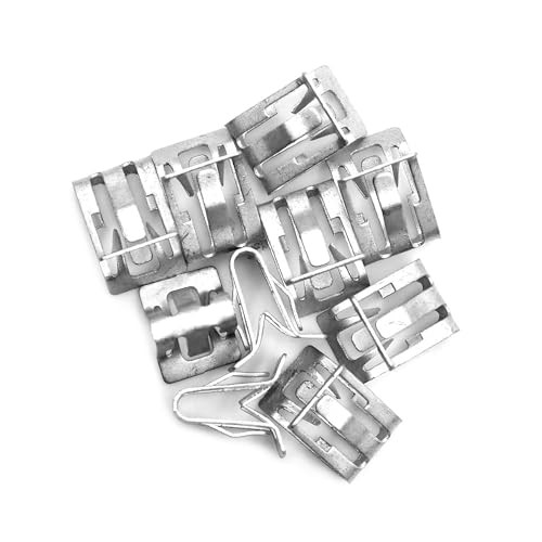 Image of VekAuto 10 Pcs Metal Retainer Clip, 14.4x12.1x16.1mm Dashboard Trim Clips Universal for Car Metal Silver Tone
