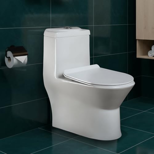 Image of Hindware Italian Collection Studio Commode for Bathroom |S-300 Trap |Made of Ceramic |12-year Manufacturer Warranty |3D Syphonic Flushing |Rimless |Duroplast /UF Seat Cover |Soft Close |One-Piece EWC