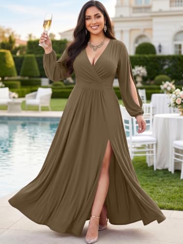 Image of KOH KOH Womens Long Sleeve Sexy Slit Photoshoot Evening Fall Maxi Dress