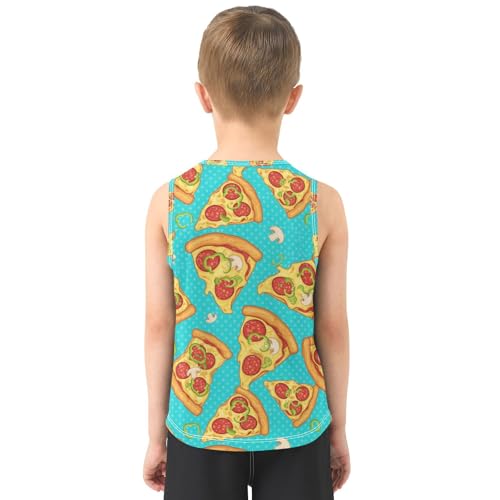 J JOYSAY Pizza Mushrooms Peppers Boys Tank Top Sleeveless Muscle Shirts Quick Dry Sport Active Workout Kids T-Shirts 3-15T3