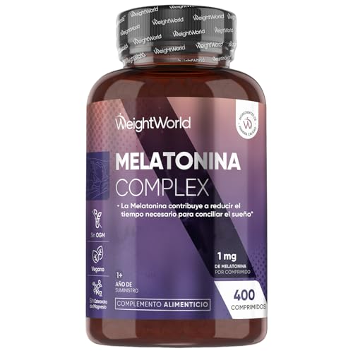 Melatonina 1mg - 400 Comprimidos con Magnesio, Extracto de Pasiflora, Vitamina B6 y Extracto de Manzanilla - Contribuye a Reducir el Tiempo Necesario para Conciliar el Sueño - Para 1 Año, Vegano