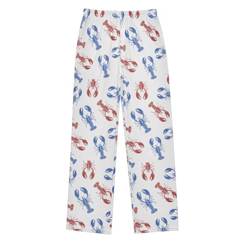 Crawfish Pattern Cute Pajama Pants, Soft Sleepwear Lounge Pants Pajama Pj Bottoms for 6-14 Years