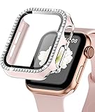 ZAROTO for Apple Watch case 40mm with Tempered Glass Screen Protector for iwatch Series 6/5/4/SE, Bling Crystal Diamond Rhinestone Bumper Full Cover Protective Case Women Girls 40mm Pink