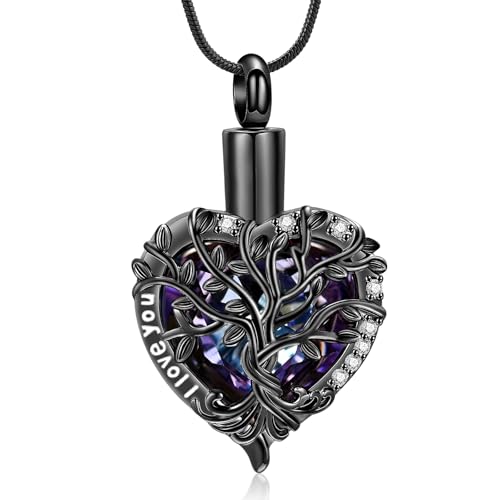 AIWENXI Arbre de Vie Bijoux pour Cendres Amour Un Souvenir Colliers Forme de Cœur Acier - I Love You