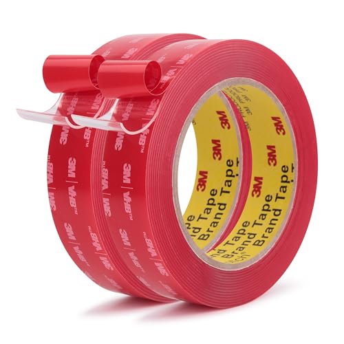 Image of 3M Double Sided Tape, Heavy Duty, 1 inch x 13.8Ft, 4910, Clear 2 Pack | Heavy Duty, Acrylic Permanent Adhesive, Waterproof Foam Tape for Home Office Car, Decorative Materials and Trims