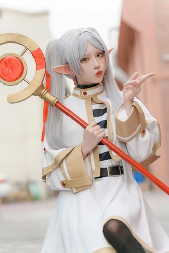 frieren cosplay wig for sousou no frierenn long silver white wigs ponytails  wig cap for frieren beyond journey39s end halloween christmas costume party