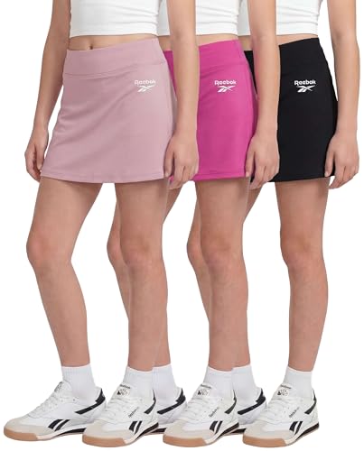 Image of Reebok 3 Pack: Girls Skorts Athletic Dry Fit Tennis Golf Skirt with Built in Shorts Active for Kids Teens Tweens (Sizes 6-16)