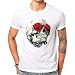 Hombre Salvaje De Manga Corta Camiseta De Impresión Popular Esqueleto Cabeza Calavera Poliéster Elástico Cuello Redondo Cómodo Transpirable Suelto De Verano Blanco blanco XXL