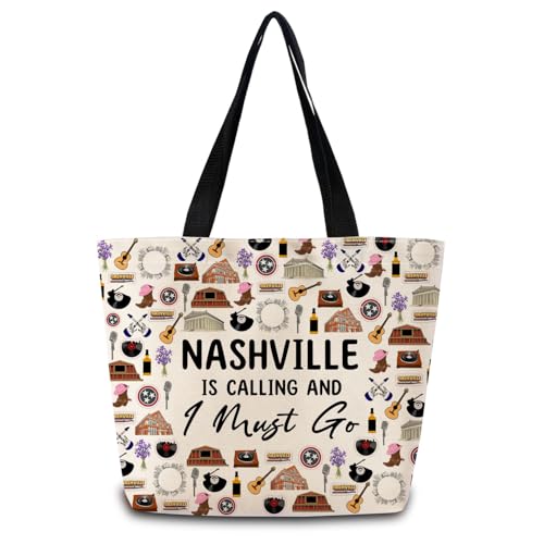 Bolso tote Nashville Is Calling, estético y bonito, para hombro y mano, con bolsillo interior con cremallera, ligero y lavable, estilo Nashville, ideal como regalo de viaje para mujeres y amigas miniatura 1