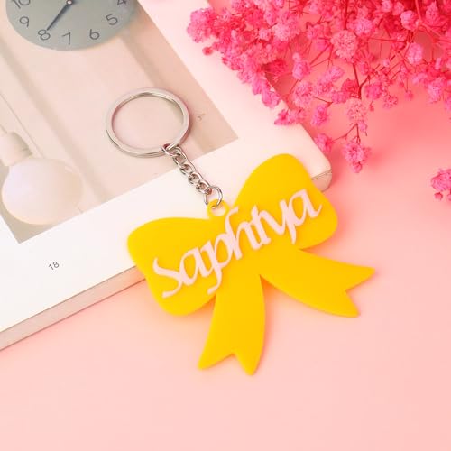 Bnesi Personalized Multicolor Bow Key Ring for Girls Customized Name Keychain Custom Name Keychain Personalized Key Chains with Names Personalized Key Chain for Her3