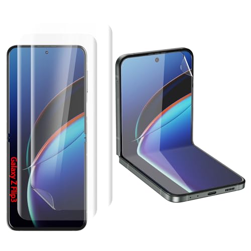 JUVENPROTO 3 Pack for Samsung Galaxy Z Flip3 TPU Films Screen Protectors Fingerprint Unlock Anti Scratch Bubble Free Ultra Thin HD Clear Easy Installation for Z Flip3