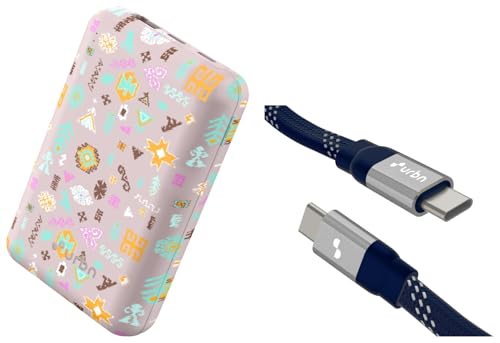 Image of URBN 20000 mAh Nano Power Bank - Payal Singhal Edition (Pink) with Designer Cable Type C to C