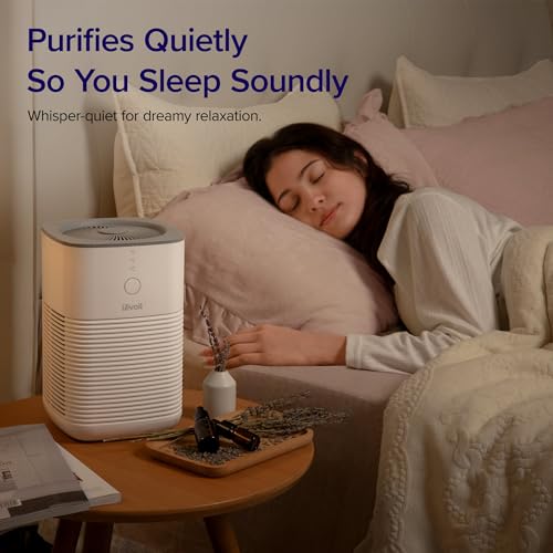 Image of LEVOIT Air Purifier for Home Bedroom,AHAM Verifide,Freshens Small Room with Aroma Pad,For Smoke,Pollen,Pet Dander,Odor,Dust,Office,Desktop,White,(Pack of 4)