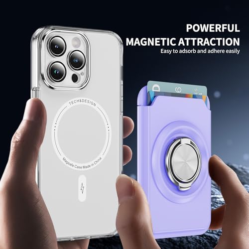 LEMAXELERS for MagSafe Wallet, Stronger Magnetic Wallet for iPhone 17/16/15/14/13/12 Series, 2 Cards Holder, Magnetic Phone Wallets with Metal Bracket Sliding Card Insertion Design, Light Purple KB by LEMAXELERS - Used condition - Image 2