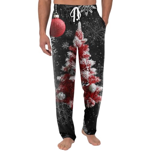WENKOMG1 Pajama Unisex - Funny Holiday Elastic Waist Loose Fit Wide Leg Lounge Pj Pant Christmas Pajama Only Fashion for Men Sleepwear and Pantalones Pijama Casuales (XL - Red)