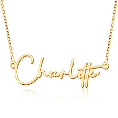 Custom Name Necklace Personalized,Name Plate Necklace 18K Gold Jewelry Gift for Women