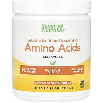 SuperNutrition Leucine Enriched Essential Amino Acids with L-Leucine, L-Lysine, L-Threonine, and L-Isoleucine, Unflavored, 10.58 oz (300 g)