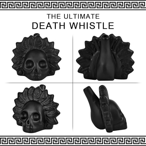 Trendecor AztekischeTodespfeife, 125 Dezibel Whistle mit Kordelzugbeutel Todespfeife Echte Schreiende Aztekische Todespfeif Ideal für Halloween und den Tag der Toten