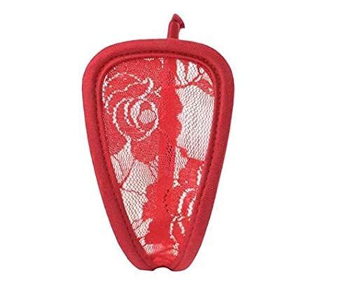 Women's Rose C-Shape C-String Thong Mesh Underwear(Red)2