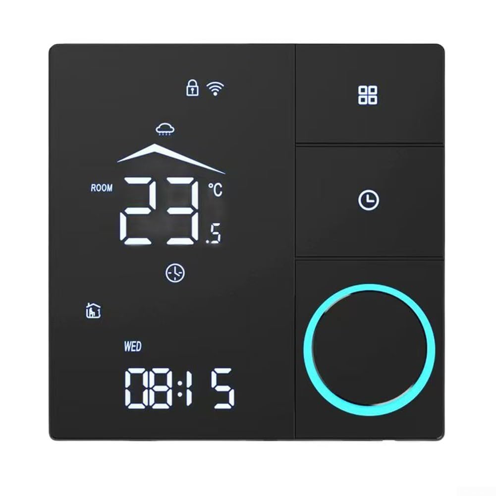Termostato intelligente WiFi per caldaia a gas, termostato ambiente per Tuya termostati da parete programmabili per ALEXA (nero 16A)