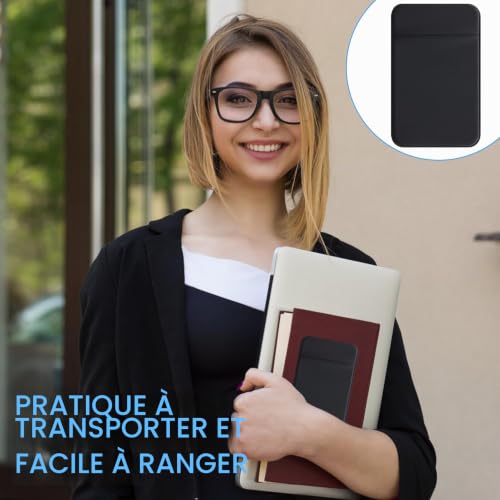 Caybats Portefeuille de Téléphone, 3 Pièces, Portefeuille Mobile à Coller, Pochettes Extensibles en Tissu, Idéal pour Carte d'Identité, Carte de Crédit, Compatible avec iPhone, Samsung, LG - Noir – vue 6
