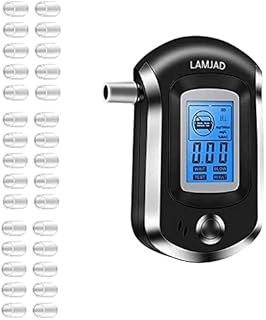 LAMJAD Alcohol Tester, Professional BAC Tester with 31 Mouthpieces, Portable High Precision Breath Analyzer with Digital LCD Screen Blood Breathalyzers