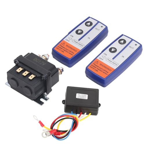 Asixxsix Contacteur de Relais de Solénoïde de Treuil 12 V 250 A avec 2 Pièces de Télécommande de Treuil sans Fil Kit de Relais de Treuil Universel pour...