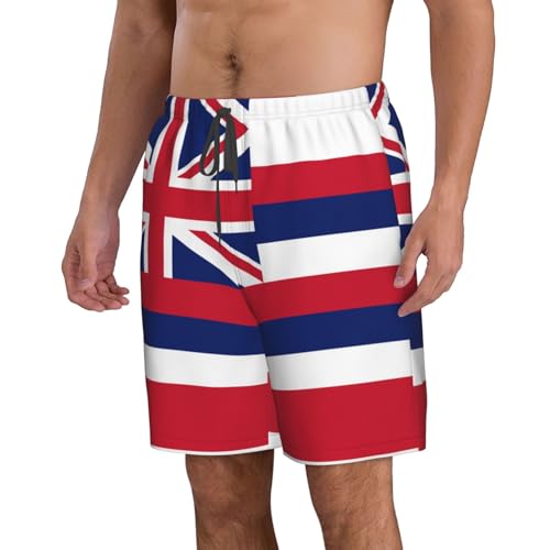 WURTON Hawaii Flag Print Mens Swim Trunks Quick Dry Bathing Suits Summer Holiday Beach Board Shorts Pockets2
