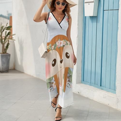 Robe maxi col V sans manches au drapé fluide et décontracté - 5