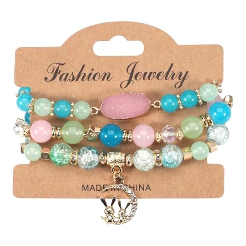 Image of ROYAL NEEDS Fashionable Beaded Multilayer Bracelets for girls and women's. Multicolor flexible crystal Bohemian Stackable Bracelets for women's