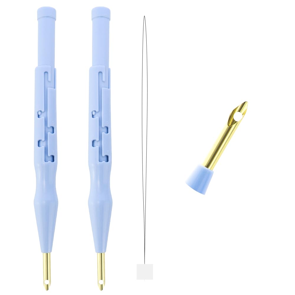2 Pack Adjustable Embroidery Punch Needle Pen Tool, Felting Threader Needle for Embroidery Rug DIY Handmade Art Crafts Stitching Applique Embellishment