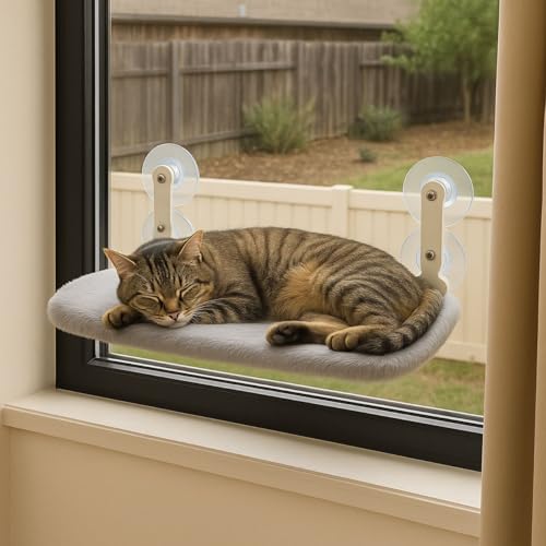 Cama Gato Suspensa Janela Ventosa Rede Caminha Conforto Pet Premium Cinza