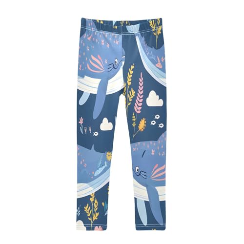 Bolaz Toddler Girls Leggings Printed Yoga Pants Leggings Whales Flowers and Plants for Kids