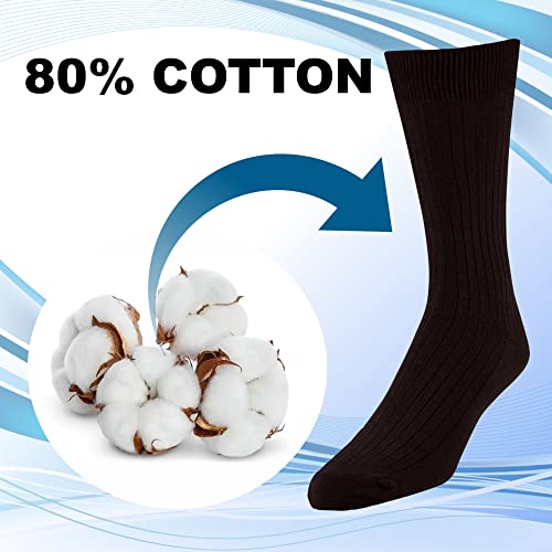 EMEM Men's Ribbed Cotton Classic Crew Dress Socks 5-Pack, Big and Tall Available2