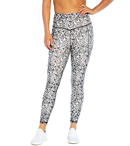 Marika Women's Standard Ranni High Rise Reversible Pocket Legging, Heron Flora Collage/Black Mini Textured Animal, Large #TOP2