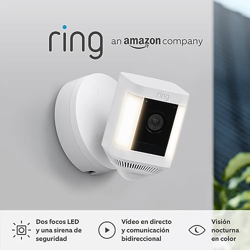 Cámara de vigilancia exterior wifi Ring para proteger el jardín y la entrada con focos LED
