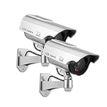 YSUCAU-Solar-Powered-Bullet-Dummy-Fake-Camera-Surveillance-Security-CCTV-Dome-Camera-with-Flashing-Red-LED-Light-Warning-Security-Alert-Sticker-Decals-OutdoorIndoor-Use