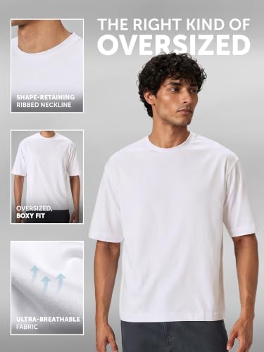 Image of XYXX Solid Boxy Oversized Roundneck Tshirt for Men