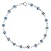 Baby Blue Evil Eye Beads on 925 Sterling Silver Bracelet 7.5"