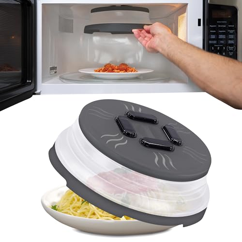 Image of HOVER COVER Magnetic Microwave Splatter Cover - 10 inch Collapsible - Graphite