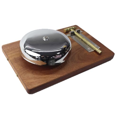 EAS1SOOPE Boxing Wrestling Prize Fight Ring Bell Trip Gong, Stainless Steel Ring Gong with Solid Wood Base(6