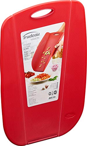 Trudeau - Tabla de cortar de cocina, plegable para verter más fácilmente, color rojo, antideslizante, tamaño grande 40 x 30 cm. Apto para lavar en lavavajillas, no se doble
