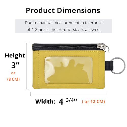 Image of RFID Blocking Travel Wallet with Adjustable Lanyard, Small Nylon Zipper Pouch and Badge Holder for ID, Credit Cards, Cash, Keys, Commuters (Dark Yellow)